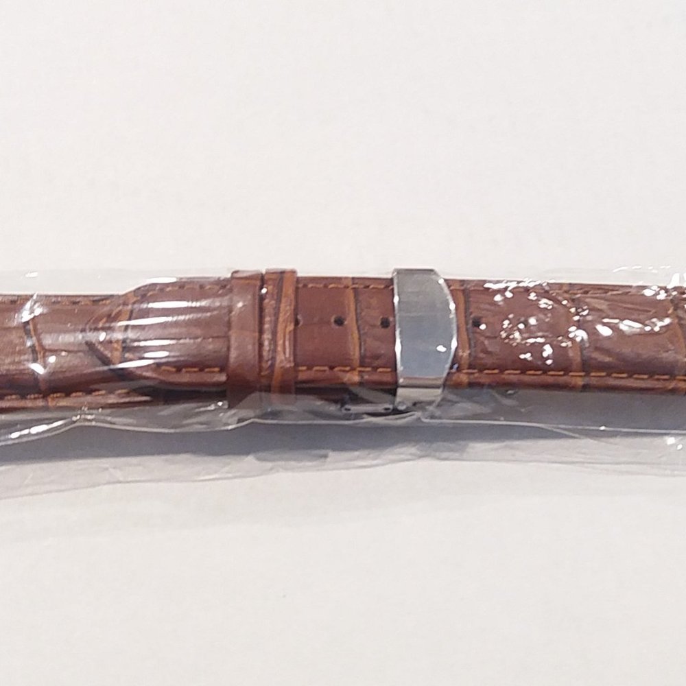 Genuine Leather Curved Watch Strap With Butterfly Clasp 22MM-24MM